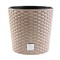 Ghiveci decorativ de flori, Prosperplast, Rato, imitatie ratan, rotund, cafeniu, 30x27 cm