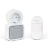 Sonerie fara fir Kinetic (fara baterii) &ndash; cu priza 220V integrata &ndash; Alb LED albastru Best CarHome