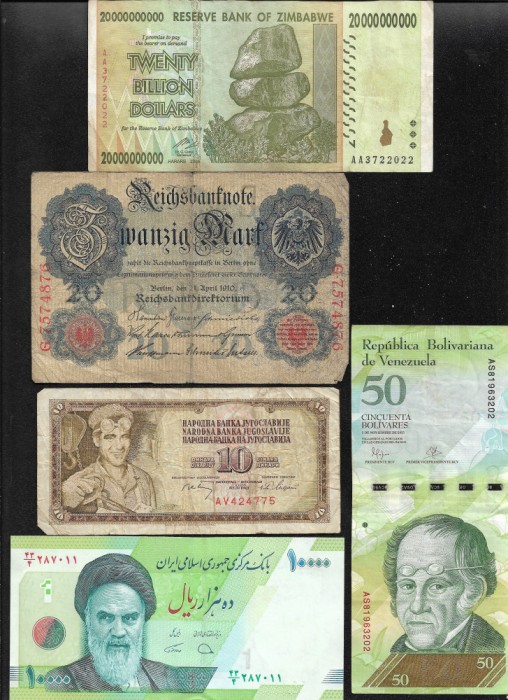 Set 5 bancnote de prin lume adunate (cele din imagini) #338
