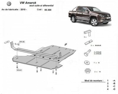 Scut metalic cutie de viteze si diferential VW Amarok 2010-2022 foto