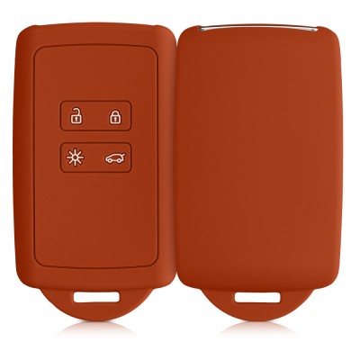 Husa Cheie Auto Kwmobile pentru Renault 4 Butoane - Smart Key, Portocaliu, Silicon, KWM000009SO043C foto