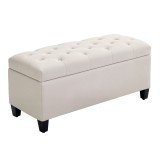 HOMCOM Banc de rangement taburet salon cap de pat cufar de depozitare pentru salon, camera, intrare, 100 x 40 x 44 cm, alb | Aosom Romania