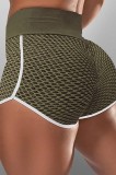 Pantaloni Scurti Sport Dama Talie Inalta Verde Army, Efect Push-Up Fesieri, Model Fagure, Fitness Yoga Alergat S M L XL