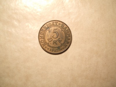 DANEMARCA 5 ORE 1912 FOARTE FRUMOASA foto
