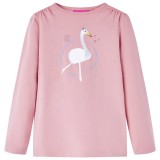 Tricou pentru copii cu m&acirc;neci lungi, roz deschis, 116, vidaXL