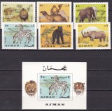 Ajman 1969 fauna MI 412-417 + bl. 111 MNH, Nestampilat