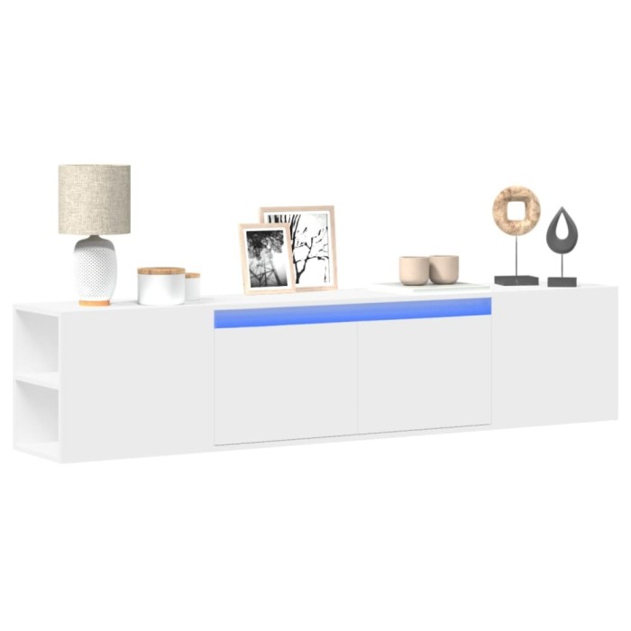 Gossi dulap tv de perete cu lumini led, alb, 180x31x39,5 cm