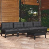 vidaXL Set mobilier grădină cu perne antracit, 5 piese, lemn de pin 3096134