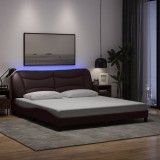 VidaXL Cadru de pat cu LED fără saltea țesătură maro &icirc;nchis 180x200 cm