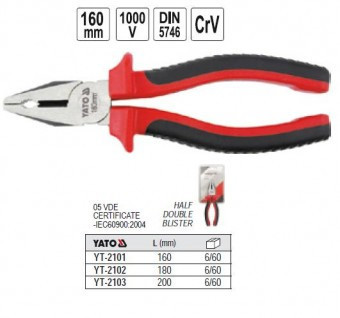 Cleste combinat universal electrician 160mm, Yato YT-2101 foto