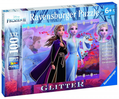 Puzzle frozen ii elsa si anna 100 piese starline cu sclipici foto