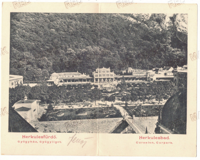 910 - Baile HERCULANE, Panorama, Litho - double old postcard - used - 1901