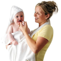 Prosop de baie pentru bebelus si mama alb Clevamama foto