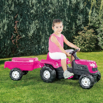 Tractor cu pedale și remorca Unicorn, 52x144x45cm, 5-7 ani, 3-5 ani, Fete foto