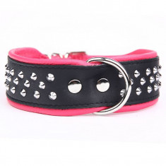 Zgarda Studded,negra-roz 4 cm x 43 - 51 cm foto