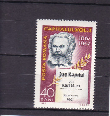 ROMANIA 1967 LP 661-100 ANI APARITIA LUCRARII CAPITALUL KARL MARX MNH foto