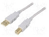 Cablu USB A mufa, USB B mufa, USB 2.0, lungime 1.8m, gri, BQ CABLE - CAB-USB2AB/1.8G-GY