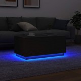 VidaXL Masuta de cafea cu lumini LED Stejar negru 90x50x40 cm