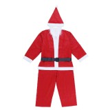Costum mos craciun pentru baiat 10-12 ani, 5 piese polar, rosu