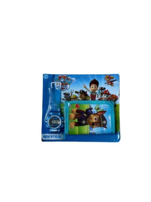 Set ceas electronic de mana si portofel copii tip Paw Patrol foto