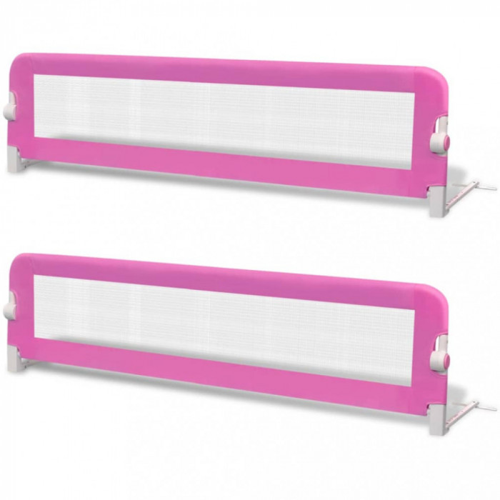 Balustradă de protecție pat copii, 2 buc., roz, 150x42 cm