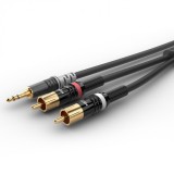 Cablu audio jack stereo 3.5mm la 2 x RCA T-T 1.5m, HBP-3SC2-0150, HICON