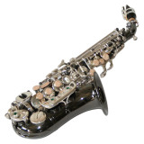 Cumpara ieftin Saxofon Sopran curbat Karl Glaser Sopranina Negru+clape Argintii BlackSilver Saxophone
