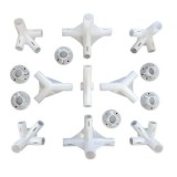 Cumpara ieftin Set 15 accesorii conectori pentru montaj pavilion de gradina 3x6 m, piese din ABS, alb