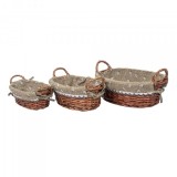 Set 3 cosuri de rachita ovale manere maro inchis material textil Zilan ZTS8429