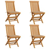 vidaXL Scaune de grădină cu perne bej, 4 buc., lemn masiv de tec 3062571