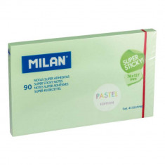 Notite Adezive Milan, Super Sticky, 90 File, 76x127 mm, Verde Pal, Bloc Notes, Post-it, Sticky Notes, Bloc de Hartie, Notite Adezive, Post-it-uri, Not foto