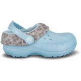 Saboti Crocs Blitzen Winter Plaid Kids Albastru deschis - Sky Blue/Mushroom