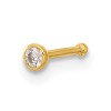 Piercing din Aur 14K pentru Nas, cu Piatra CZ de 2mm, Prindere prin Presiune, Capat fix de 1mm (fara filet)
