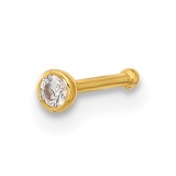 Piercing din Aur 14K pentru Nas, cu Piatra CZ de 2mm, Sistem Push cu Bila 1mm