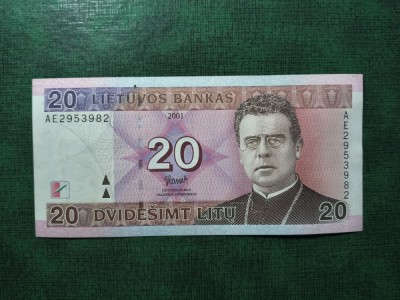 LITUANIA 20 LITU 2001 EXCELENTĂ foto