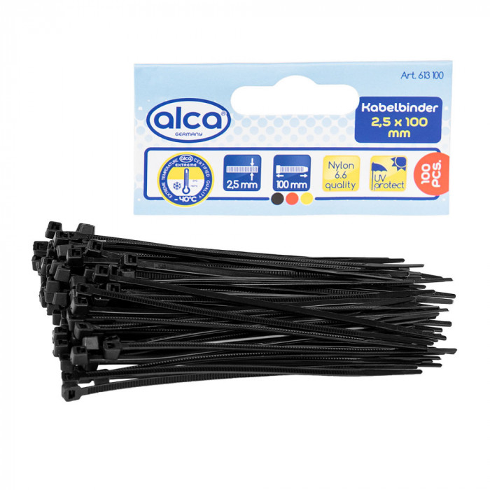 Coliere Nylon Negre Alca 2.5X100 MM Set 100 Buc 613100