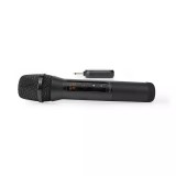 Microfon Wireless Nedis, 20 Canale, Autonomie 10h, Receptor inclus, Negru, ideal Karaoke, DJ, PA