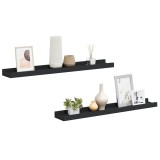 Cumpara ieftin Rafturi rame foto cu bordura, 2 buc., negru, 60 x 9 x 3 cm, MDF