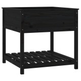 Cumpara ieftin Jardiniera cu raft, negru, 82,5x82,5x81 cm, lemn masiv de pin
