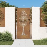 vidaXL Poartă pentru grădină, 105x180 cm, oțel corten, model copac