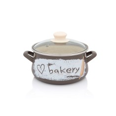Oala cu capac de sticla Bakery Metalac, email, 18cm, 3l