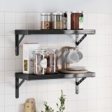 Set 2 rafturi perete Gossi, 50x23.5x3 cm, otel inoxidabil negru, suporta 30kg, rafturi suspendate, depozitare