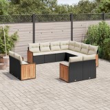 Cumpara ieftin Gossi set canapele de gradina cu perne, 11 piese, negru, poliratan