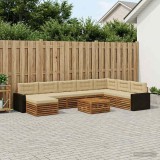 Cumpara ieftin Set de canapele de exterior 9 buc. 7-Locuri Natural si Bej