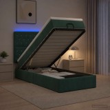 Cumpara ieftin Pat Ottoman cu Saltea si LED Verde inchis 100 x 200 cm Catifea