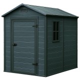 Magazie de gradina pentru unelte din PVC, cu fereastra si ventilatie, 131x186x198 cm, negru
