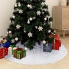 Covor fustă brad Crăciun de lux, alb, 150 cm, blană artificială