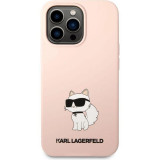 Karl Lagerfeld Husa Liquid Silicone Choupette iPhone 13 Pro Roz