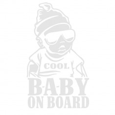 Sticker Decorativ Auto Baby On Board Cool 20 x 12 cm Model 26 Alb