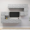 Set de dulapuri TV, 8 piese, gri beton, lemn prelucrat